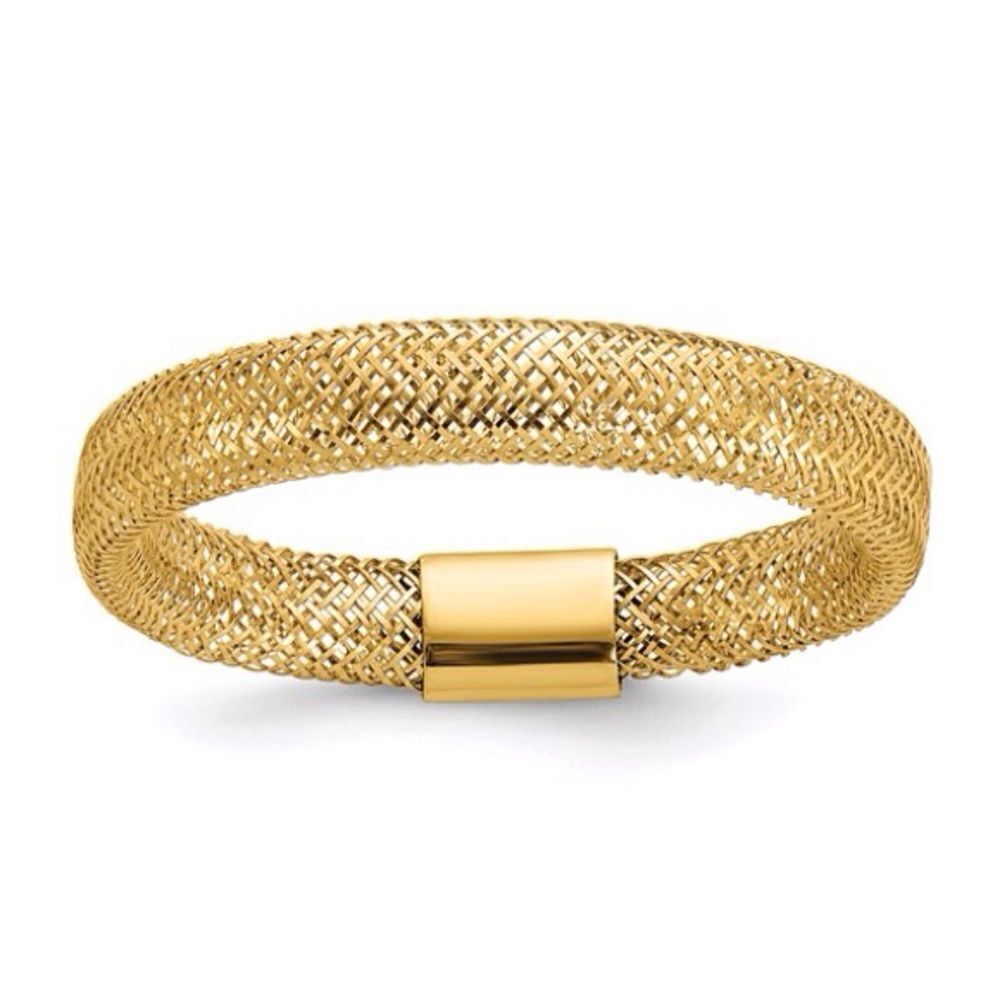 14k Gold Stretch Mesh Ring. Brand New. A Great Thumb Ring